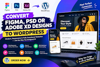 convert figma psd html php adobe xd design to wordpress using elementor pro