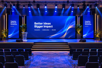design a professional 3d event stage, concert stage, and event setup