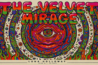 draw psychedelic illustration, poster design and album cover