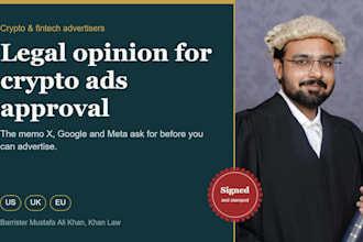 write a legal opinion for crypto ads approval on x, google or meta