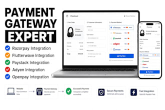 integrate razorpay flutterwave paystack adyen and openpay payment gateway