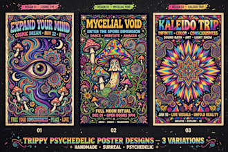 make trippy psychedelic poster designs