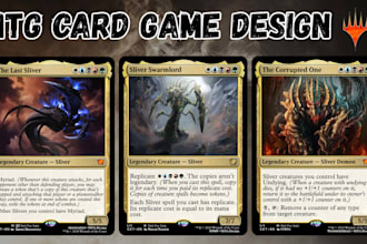 design unique custom mtg card illustration, tcg playing card design, commander