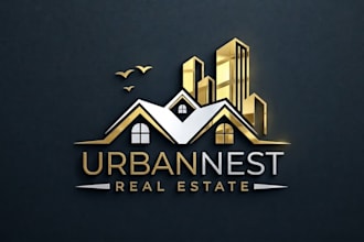 design a modern luxury 3d real estate and construction logo