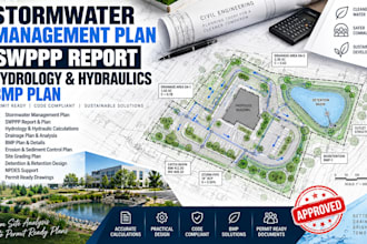stormwater management plan, swppp report, hydraulic and hydrology plan bmp plan