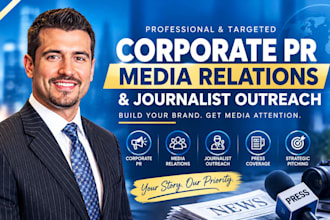 do corporate PR, media relations, journalist outreach, and press coverage