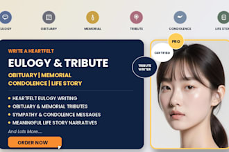 write eulogy funeral memorial obituary sympathy condolence tribute life story