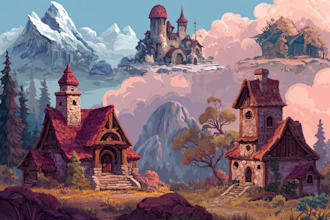 draw fantasy environment, landscape illustrations or fantasy landscape