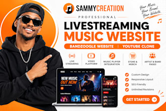 create livestreaming music website bandzoogle website youtube clone