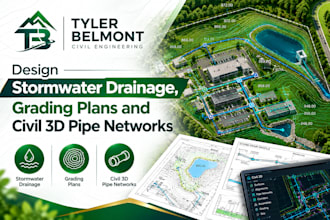 design stormwater drainage, grading plans and civil 3d pipe networks