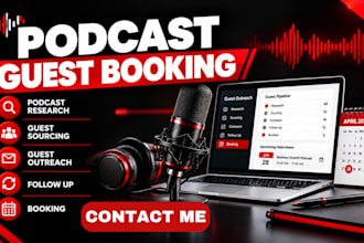 find qualified podcast guests with research, outreach and guest booking support