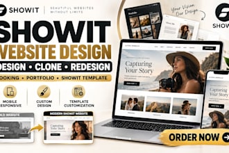 design, clone, redesign showit website booking portfolio website showit template