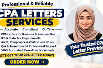 provide US CPA letters for business and financial verification