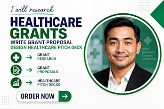 research healthcare grants write grant proposal design healthcare pitch deck