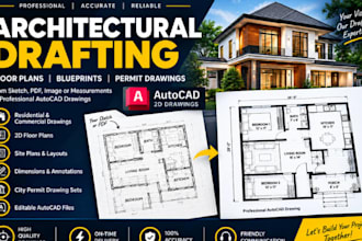 draft city permit drawings, floor plans and blueprints in autocad