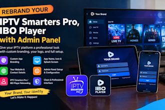 rebrand your iptv smarter pro, ibo player with admin panel