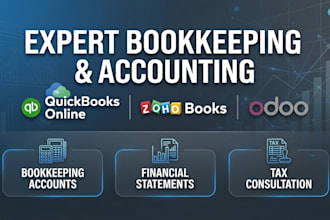 be your expert small business bookkeeper in quickbooks, zoho, and odoo