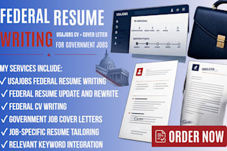 write a USA jobs federal resume, federal CV and cover letter for government jobs