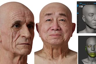 sculpt realistic 3d head model, 3d face, 3d bust sculpture for 3d printing