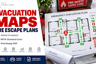 design emergency evacuation map and fire escape plan for airbnb or building