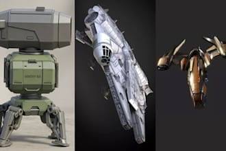 create game ready 3d spaceship, spacecraft and sci fi hard surface model