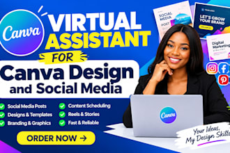 be your canva virtual assistant for canva design and social media