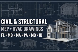 civil and structural engineering mep hvac drawing in fl, MD, ma, pa, mo, id