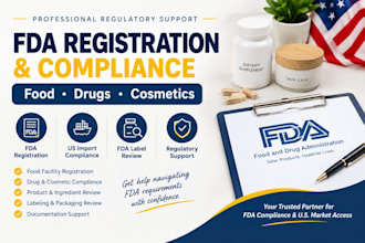 handle fda registration, US import compliance and fda label review