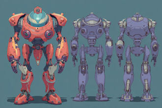 draw amazing character mecha robot illustration