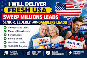 deliver fresh USA sweep millions leads, senior, elderly, and gamblers leads