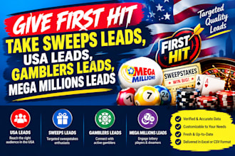 give first hit take sweep leads, USA leads, gamblers leads, mega million leads