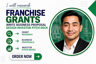 research franchise grants write business proposal design investor pitch deck