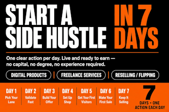 provide a 7day side hustle launch guide and digital workbook