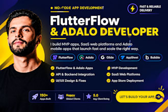 build a no code mobile app or web app using bubble io flutterflow adalo glide