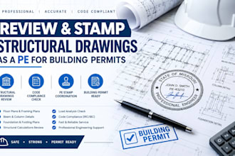 review and stamp structural drawings as a pe for building permits