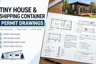 design modular container homes and tiny house architectural plans set