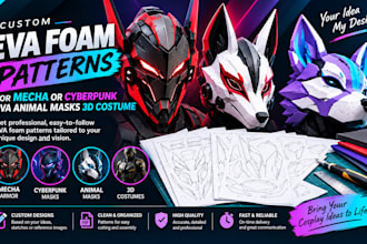make custom eva foam patterns for mecha or cyberpunk eva animal masks 3d costume