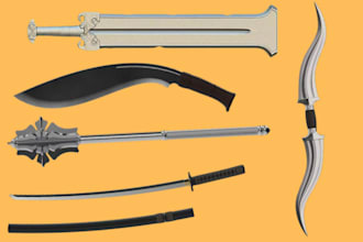 do 3d cosplay model 3d sword design gun model weapon 3d props for 3d printing