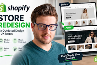 shopify store, redesign, fix outdated design UX issues