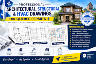 provide architectural plan structural engineer hvac drawing in quebec for permit