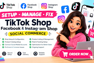 setup manage fix tiktok shop facebook instagram shop social commerce