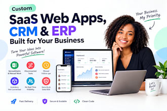 build custom saas web applications, CRM software, erp systems, business web app