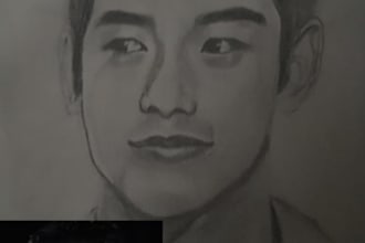 draw realistic charcoal portrait by hand