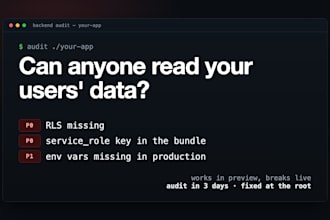 audit and fix your lovable or vibe coded app backend, supabase and auth