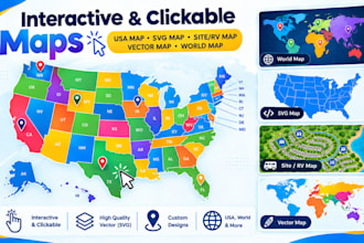 clickable interactive map USA map, svg map, site, rv map, vector map world map