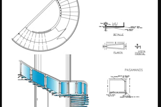 design staircase shop with cad drawing and technical 3d model