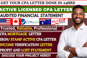 write verified canada CPA letter, income verification proof of funds, mortgage,