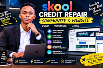 skool credit repair skool community build credit repair website automation