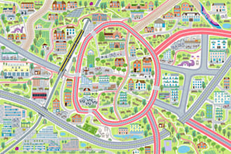 design vector illustration map,town layout, educational poster,eco friendly city