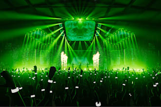 render live performance stage, music festival venue,event arena,concert lighting